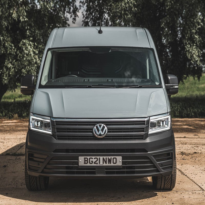 VW Crafter / MAN TGE LED DRL Headlights with Sequential Indicators – BLACK (2017-current) WITH LED DIP AND MAIN BEAM BULBS